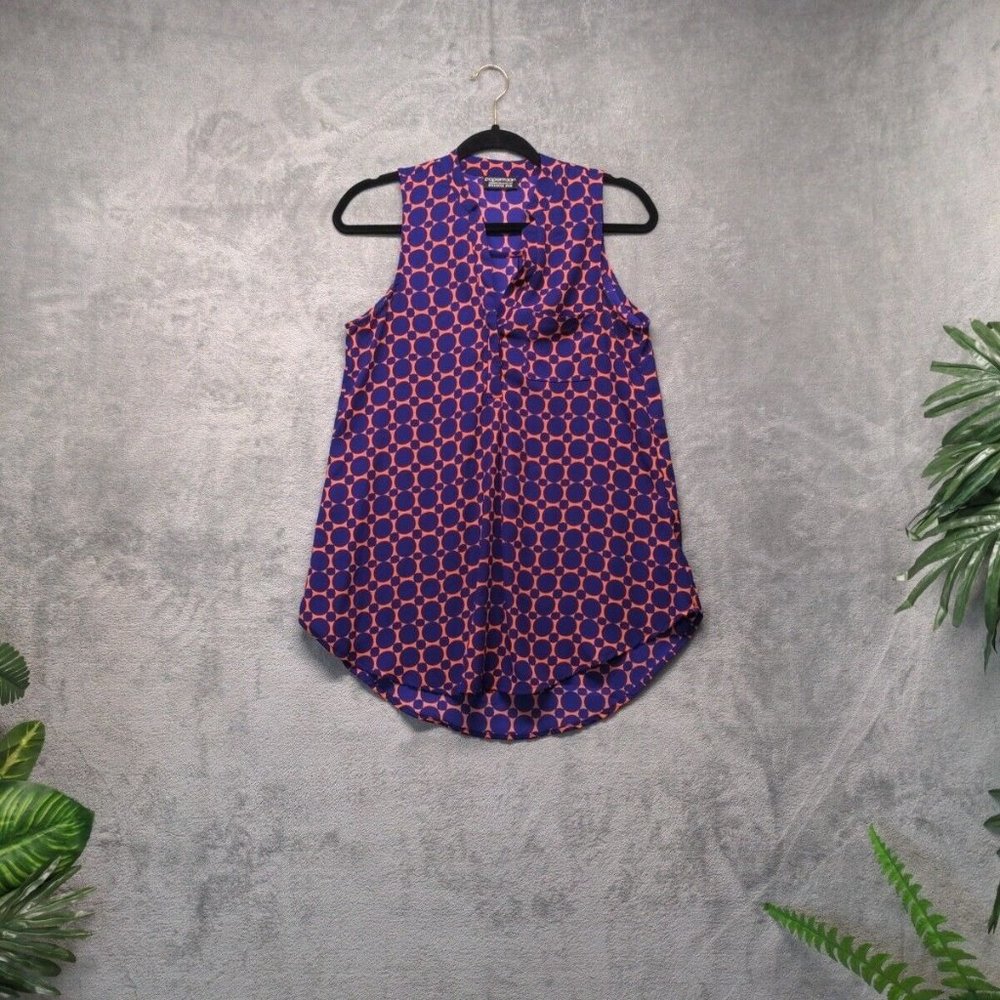 🍑PAPERMOON Women Blouse Sleeveless Geometric Pocket Chiffon Size S(4-6)